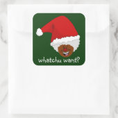 クリスマスに何が欲しいかをブラック・サンタに伝える スクエアシール (バッグ)