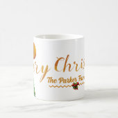 クリスマスに写真と名前を入エレガントれる コーヒーマグカップ (中央)