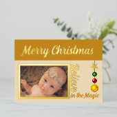 クリスマスに写真を追加 バブル スター ゴールド 本物 箔シーズンカード (立ち正面)