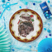 クリスマスに列車で帰るヴィンテージの我が家 ペーパープレート (パーティー)