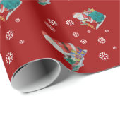 クリスマスに包まれたかわいいサンタと小包 ラッピングペーパー (ロールコーナー)