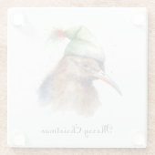 クリスマスに可愛いキウイの小妖精や小人帽子カスタム、 ガラスコースター (裏面)