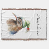 クリスマスに可愛いキウイの小妖精や小人帽子カスタム、 スローブランケット (正面)