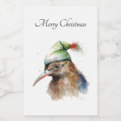 クリスマスに可愛いキウイの小妖精や小人帽子カスタム、 フードラベル (シングルラベル)