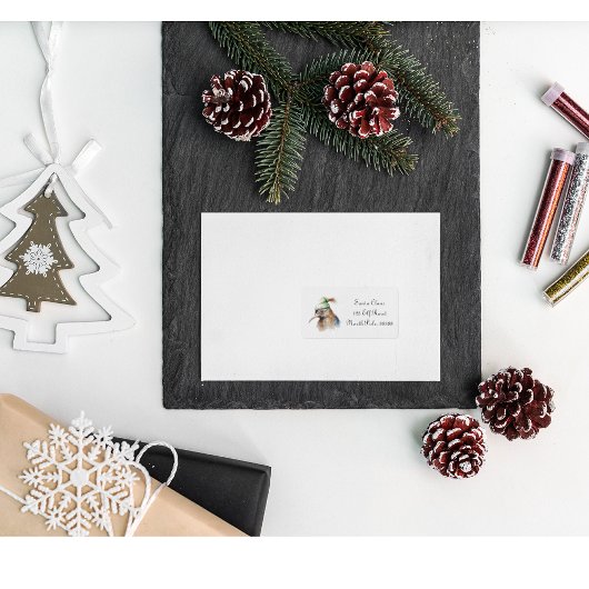 クリスマスに可愛いキウイの小妖精や小人帽子カスタム、 ラベル