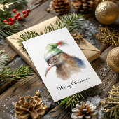 クリスマスに可愛いキウイの小妖精や小人帽子カスタム、 箔シーズンカード