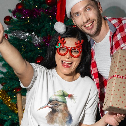 クリスマスに可愛いキウイの小妖精や小人帽子カスタム、 Tシャツ