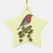 クリスマスに可愛いロビンの野生動物を抱えて セラミックオーナメント (裏面)