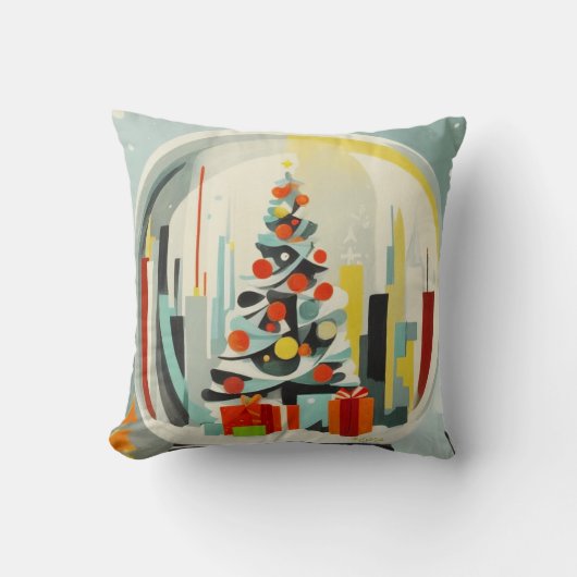 クリスマスに合わせてスノーグローブデザイナー枕 クッション (正面)