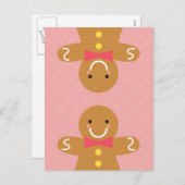 クリスマスに向けて可愛くて幸せなジンジャーブレッドマン シーズンポストカード (正面/裏面)