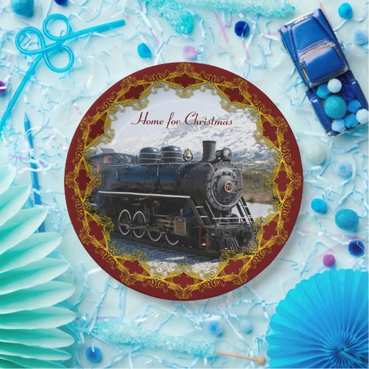 クリスマスに向けて電車に乗って帰る ペーパープレート (パーティー)