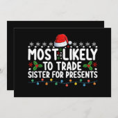 クリスマスに妹を交換する可能性が最も高いプレゼント 招待状 (正面/裏面)