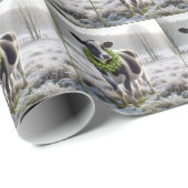 クリスマスに姿を現すホルスタインリース ラッピングペーパー (ロールコーナー)