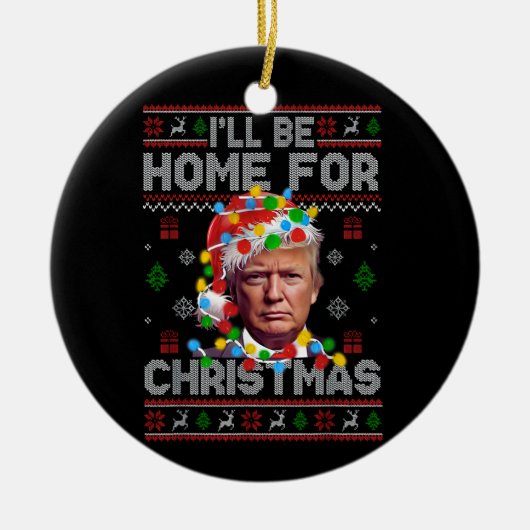 クリスマスに家に帰る | サンタおもしろいトランプ セラミックオーナメント (正面)