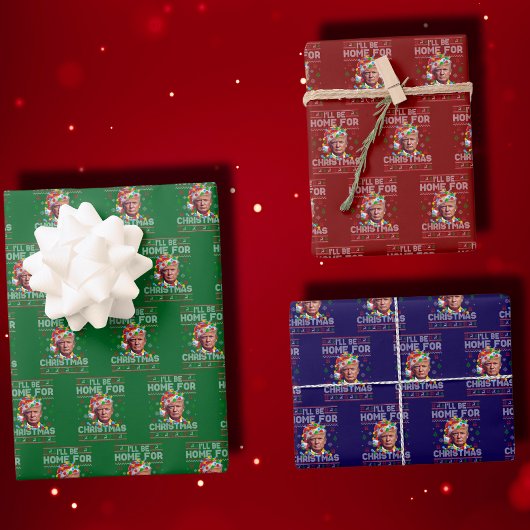 クリスマスに家に帰る | サンタおもしろいトランプ ラッピングペーパーシート