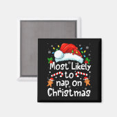クリスマスに寝る可能性大！面白い家族のマッチ マグネット (正面/裏面)