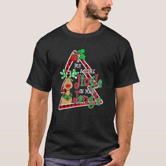 クリスマスに小さなジャングルを入おもしろいれる Tシャツ (正面)