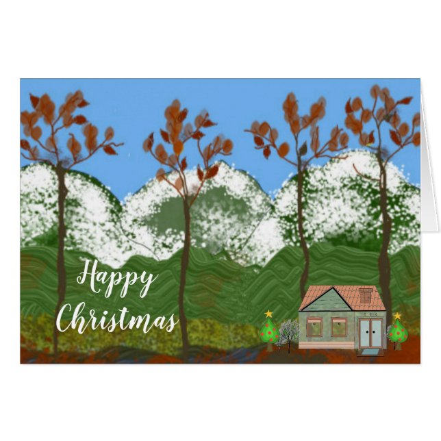 クリスマスに居心地の良いホームウィンターシーン (正面横)