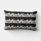 クリスマスに屋根の上でモノクロサンタとサック ランバークッション (裏面)