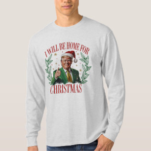 クリスマスに帰ります サンタ トランプ コメディ Xmas Tシャツ