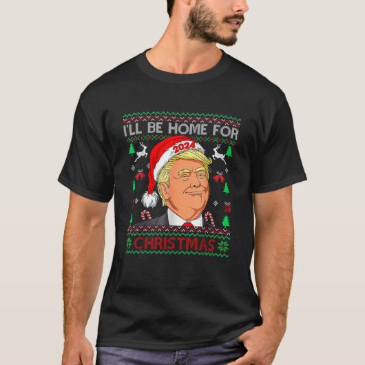 クリスマスに帰ります サンタ トランプ 2024 Tシャツ (正面)