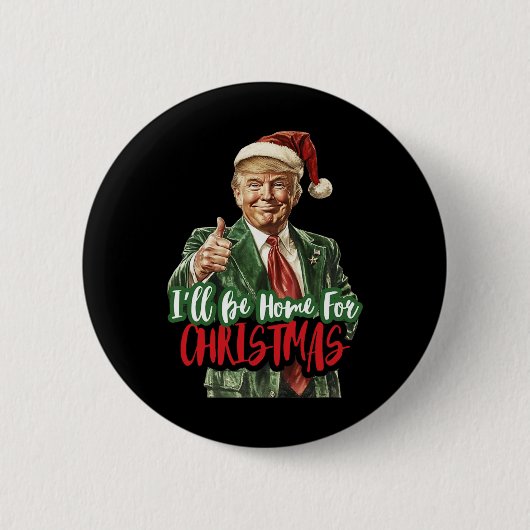 クリスマスに帰ります 面白い トランプ 1 缶バッジ (正面)