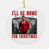 クリスマスに帰宅する トランプ 2024 クリスマス セラミックオーナメント (裏面)