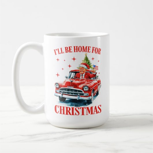 クリスマスに帰宅 トランプ サンタ帽子 コーヒーマグカップ (左)