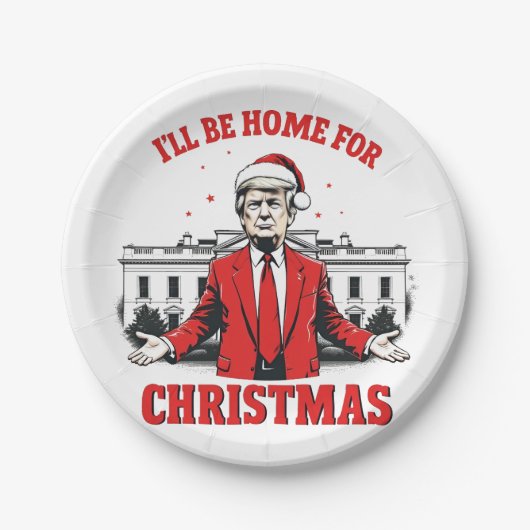 クリスマスに帰宅 ドナルド・トランプ大統領就任祝い ペーパープレート (正面)