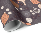 クリスマスに帽子やデコ、松のコーンを持つ鳥 ラッピングペーパー (ロールコーナー)