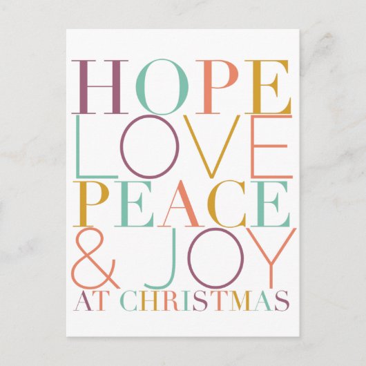 クリスマスに平和と喜びを願う シーズンポストカード (正面)