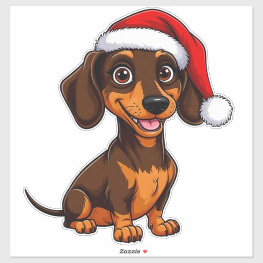 クリスマスに広がるサンタ帽子のかわいい犬 シール (シート)