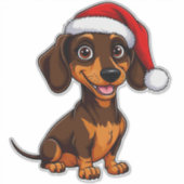 クリスマスに広がるサンタ帽子のかわいい犬 シール (正面)