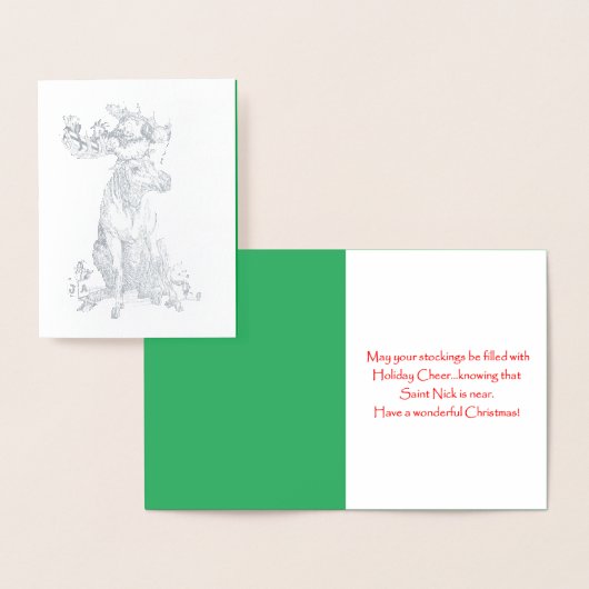 クリスマスに座ってプレゼントを楽しむお洒落 箔カード (ディスプレー)