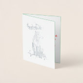 クリスマスに座ってプレゼントを楽しむお洒落 箔カード (正面)