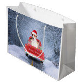 クリスマスに座って雪の中でジャック・ラッセル・ドッグ ラージペーパーバッグ (裏面アングル)