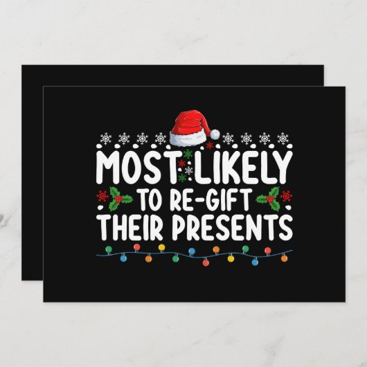 クリスマスに彼らのプレゼントを登録する可能性が最も高い 招待状 (正面/裏面)