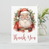クリスマスに微笑むヴィンテージクリスマスサンタクロース サンキューカード (スタンド正面)