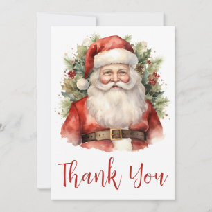 クリスマスに微笑むヴィンテージクリスマスサンタクロース サンキューカード