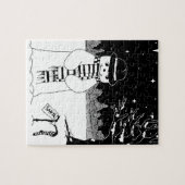 クリスマスに微笑む白黒雪だるま ジグソーパズル (横)