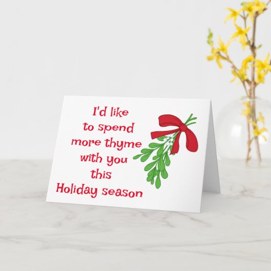 クリスマスに恋人のためのユーモアあふれるミストルート カード (黄色い花)