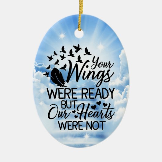 クリスマスに愛する人の思い出の雲 セラミックオーナメント (正面)