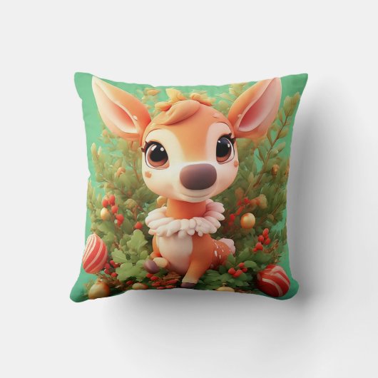 クリスマスに愛らしい鹿のフェスティバル クッション (裏面)