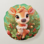 クリスマスに愛らしい鹿のフェスティバル ラウンドクッション (裏面)