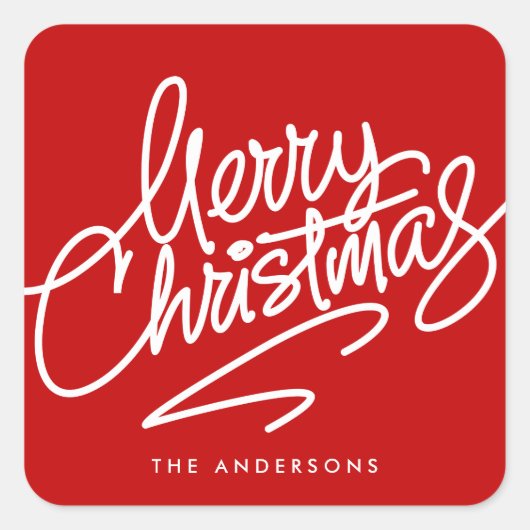 クリスマスに手紙で手紙を出した楽しいクリスマス |ホリデーステッカー スクエアシール (正面)