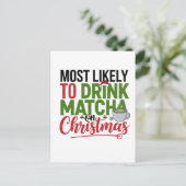 クリスマスに抹茶を飲む可能性大 コーヒー シーズンポストカード (スタンド正面)