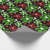 クリスマスに抽象芸術、赤と緑の花 ラッピングペーパー (角)