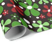 クリスマスに抽象芸術、赤と緑の花 ラッピングペーパー (ロールコーナー)