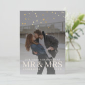 クリスマスに星と暗い夕暮れのカップルの写真 シーズンカード (スタンド正面)