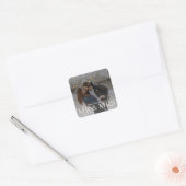 クリスマスに星と暗い夕暮れのカップルの写真 スクエアシール (封筒)